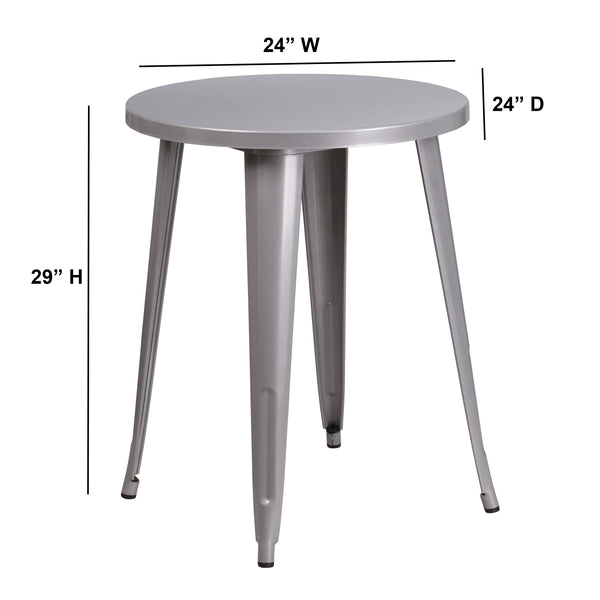 Yellow |#| 24inch Round Yellow Metal Indoor-Outdoor Table - Restaurant Furniture - Café Table