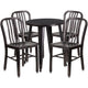 Black-Antique Gold |#| 24inch Round Black-Gold Metal Indoor-Outdoor Table Set with 4 Slat Back Chairs
