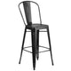 Black |#| 30inch High Distressed Black Metal Indoor-Outdoor Barstool with Back
