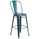 Kelly Blue-Teal |#| 30inch High Distressed Kelly Blue-Teal Metal Indoor-Outdoor Barstool with Back