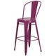 Purple |#| 30inch High Purple Metal Indoor-Outdoor Barstool with Back