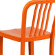 Orange |#| 30inch High Orange Metal Indoor-Outdoor Barstool with Vertical Slat Back