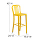 Yellow |#| 30inch High Yellow Metal Indoor-Outdoor Barstool with Vertical Slat Back