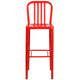 Red |#| 30inch High Red Metal Indoor-Outdoor Barstool with Vertical Slat Back