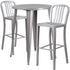 Commercial Grade 30" Round Metal Indoor-Outdoor Bar Table Set with 2 Vertical Slat Back Stools