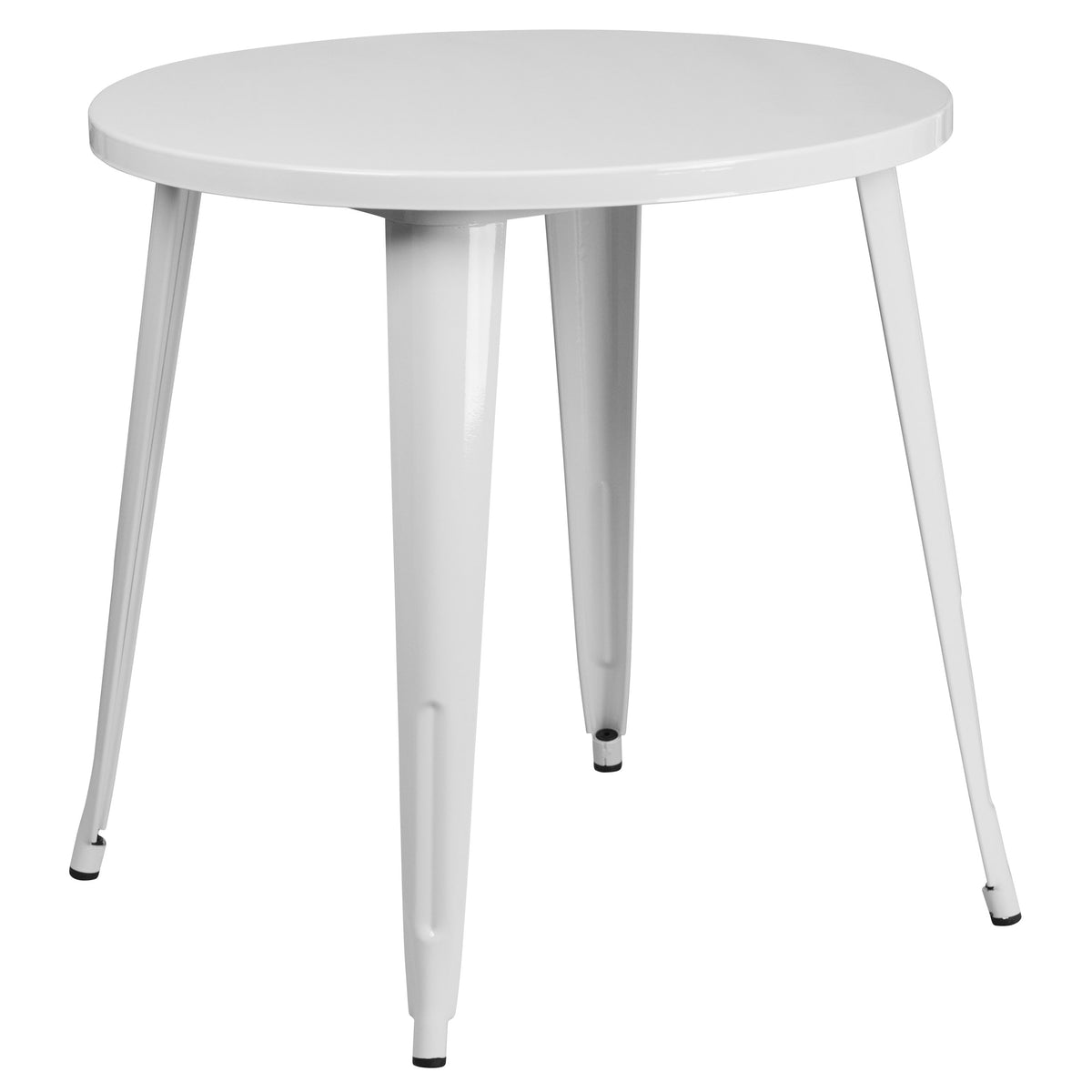 White |#| 30inch Round White Metal Indoor-Outdoor Table Set with 2 Cafe Chairs
