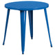 Blue |#| 30inch Round Blue Metal Indoor-Outdoor Table Set with 4 Vertical Slat Back Chairs