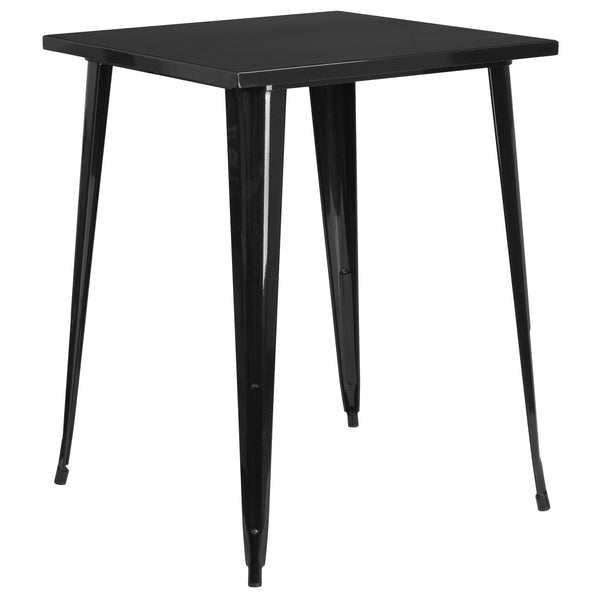 Black |#| 31.5inch Square Black Metal Indoor-Outdoor Bar Height Table - Café Table