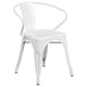 White |#| 31.5inch Square White Metal Indoor-Outdoor Table Set with 4 Arm Chairs