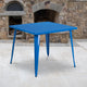 Blue |#| 35.5inch Square Blue Metal Indoor-Outdoor Table - Industrial Table