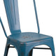 Antique Blue |#| Distressed Antique Blue Metal Indoor-Outdoor Stackable Chair - Kitchen Furniture