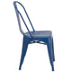 Antique Blue |#| Distressed Antique Blue Metal Indoor-Outdoor Stackable Chair - Kitchen Furniture