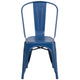 Antique Blue |#| Distressed Antique Blue Metal Indoor-Outdoor Stackable Chair - Kitchen Furniture