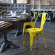 Yellow |#| Distressed Yellow Metal Indoor-Outdoor Stackable Chair - Kitchen Furniture