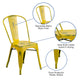 Yellow |#| Distressed Yellow Metal Indoor-Outdoor Stackable Chair - Kitchen Furniture