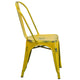 Yellow |#| Distressed Yellow Metal Indoor-Outdoor Stackable Chair - Kitchen Furniture