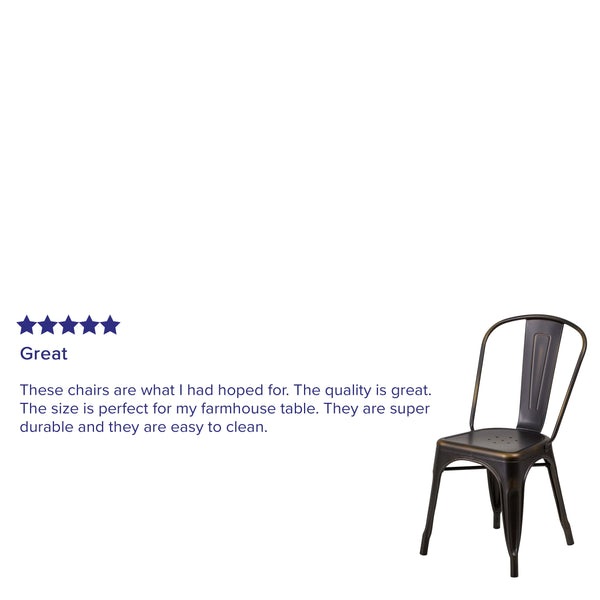 Copper |#| Distressed Copper Metal Indoor-Outdoor Stackable Chair - Kitchen Furniture