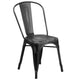 Black |#| Distressed Black Metal Indoor-Outdoor Stackable Chair - Kitchen Furniture