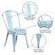 Green-Blue |#| Distressed Green-Blue Metal Indoor-Outdoor Stackable Chair - Kitchen Furniture