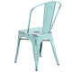 Green-Blue |#| Distressed Green-Blue Metal Indoor-Outdoor Stackable Chair - Kitchen Furniture