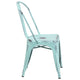 Green-Blue |#| Distressed Green-Blue Metal Indoor-Outdoor Stackable Chair - Kitchen Furniture