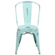 Green-Blue |#| Distressed Green-Blue Metal Indoor-Outdoor Stackable Chair - Kitchen Furniture