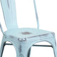 Green-Blue |#| Distressed Green-Blue Metal Indoor-Outdoor Stackable Chair - Kitchen Furniture