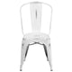 White |#| Distressed White Metal Indoor-Outdoor Stackable Chair - Kitchen Furniture