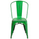 Green |#| Distressed Green Metal Indoor-Outdoor Stackable Chair - Kitchen Furniture