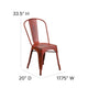 Kelly Red |#| Distressed Kelly Red Metal Indoor-Outdoor Stackable Chair - Kitchen Furniture