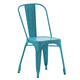 Blue |#| Distressed Blue Metal Indoor-Outdoor Stackable Chair - Kitchen Furniture