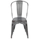 Silver Gray |#| Distressed Silver Gray Metal Indoor-Outdoor Stackable Cafe Bistro Dining Chair