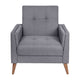 Slate Gray |#| Mid-Century Modern Slate Gray Faux Linen Upholstered Tufted Chair with Wood Legs