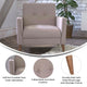 Taupe |#| Mid-Century Modern Taupe Faux Linen Upholstered Tufted Chair with Wood Legs