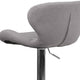 Gray Fabric |#| Contemporary Gray Fabric Adjustable Barstool with Curved Back & Chrome Base