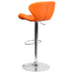 Orange Vinyl |#| Contemporary Orange Vinyl Adjustable Barstool with Curved Back & Chrome Base