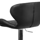 Black Vinyl |#| Contemporary Black Vinyl Adjustable Barstool with Curved Back & Chrome Base