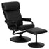 Contemporary Multi-Position Headrest Recliner and Ottoman with Wrapped Base