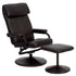 Contemporary Multi-Position Headrest Recliner and Ottoman with Wrapped Base