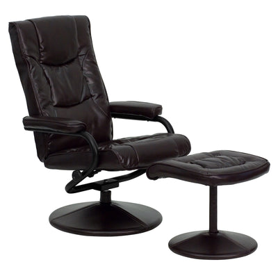 Contemporary Multi-Position Recliner and Ottoman with Wrapped Base - View 1