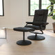 Black |#| Contemporary Black LeatherSoft Multi-Position Recliner &Ottoman w/ Wrapped Base