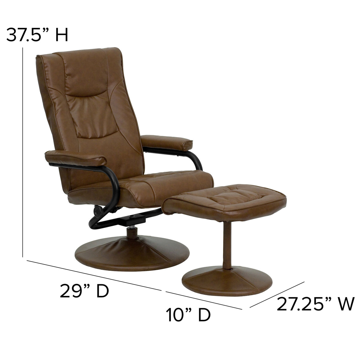 Palimino |#| Palimino LeatherSoft Multi-Position Recliner and Ottoman with Wrapped Base