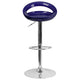 Blue |#| Blue Plastic Adjustable Height Barstool with Rounded Cutout Back & Chrome Base