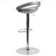 Silver |#| Silver Plastic Adjustable Height Barstool w/ Rounded Cutout Back & Chrome Base