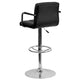 Black |#| Black Quilted Vinyl Adjustable Height Barstool with Arms and Chrome Base