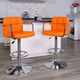 Orange |#| Orange Quilted Vinyl Adjustable Height Barstool with Arms and Chrome Base