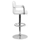 White |#| White Quilted Vinyl Adjustable Height Barstool with Arms and Chrome Base
