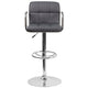 Gray |#| Gray Quilted Vinyl Adjustable Height Barstool with Arms and Chrome Base