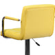 Yellow |#| Yellow Quilted Vinyl Adjustable Height Barstool with Arms and Chrome Base