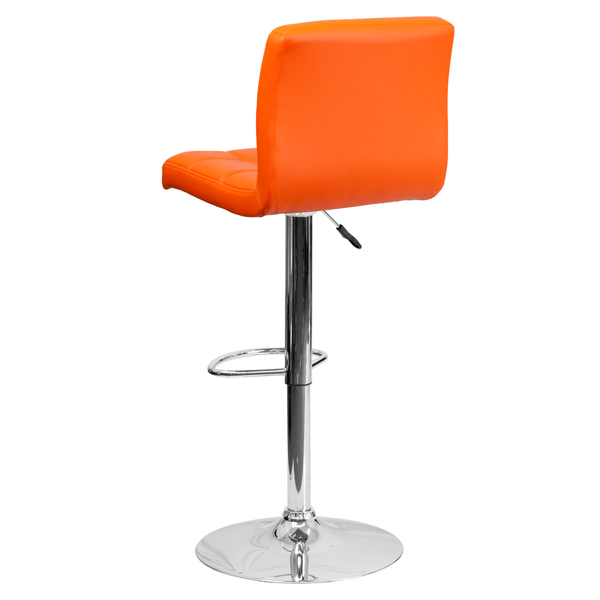 Orange |#| Contemporary Orange Quilted Vinyl Adjustable Height Barstool with Chrome Base